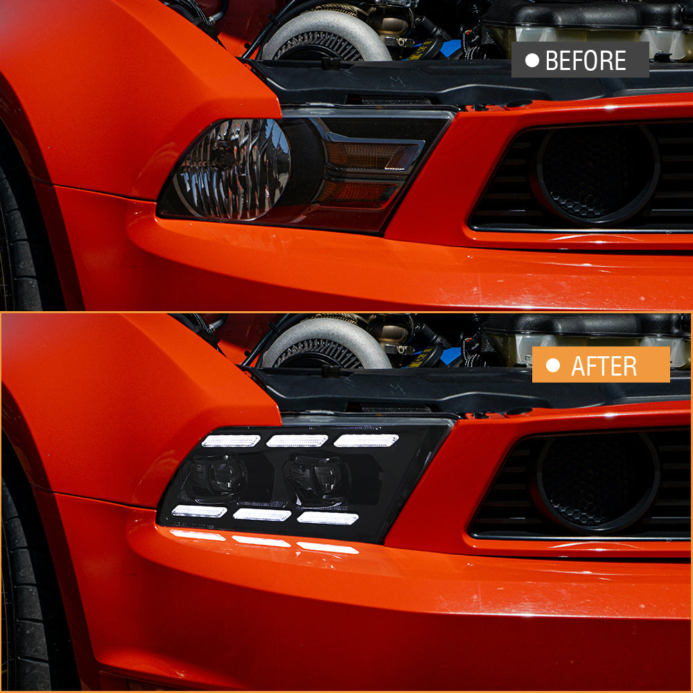 LED Headlights for 2009–2014 Ford Mustang – Dual Projector, Sequential Turn Signal, Plug & Play