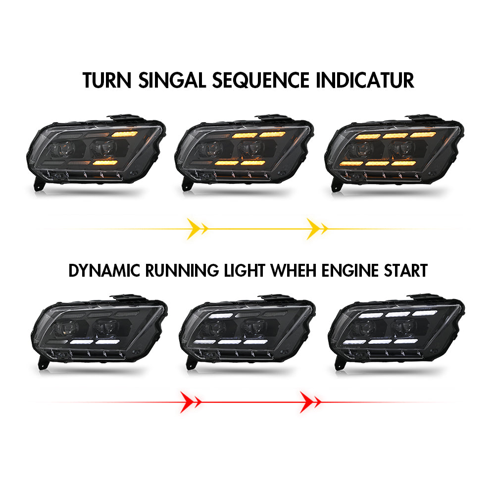 LED Headlights for 2009–2014 Ford Mustang – Dual Projector, Sequential Turn Signal, Plug & Play