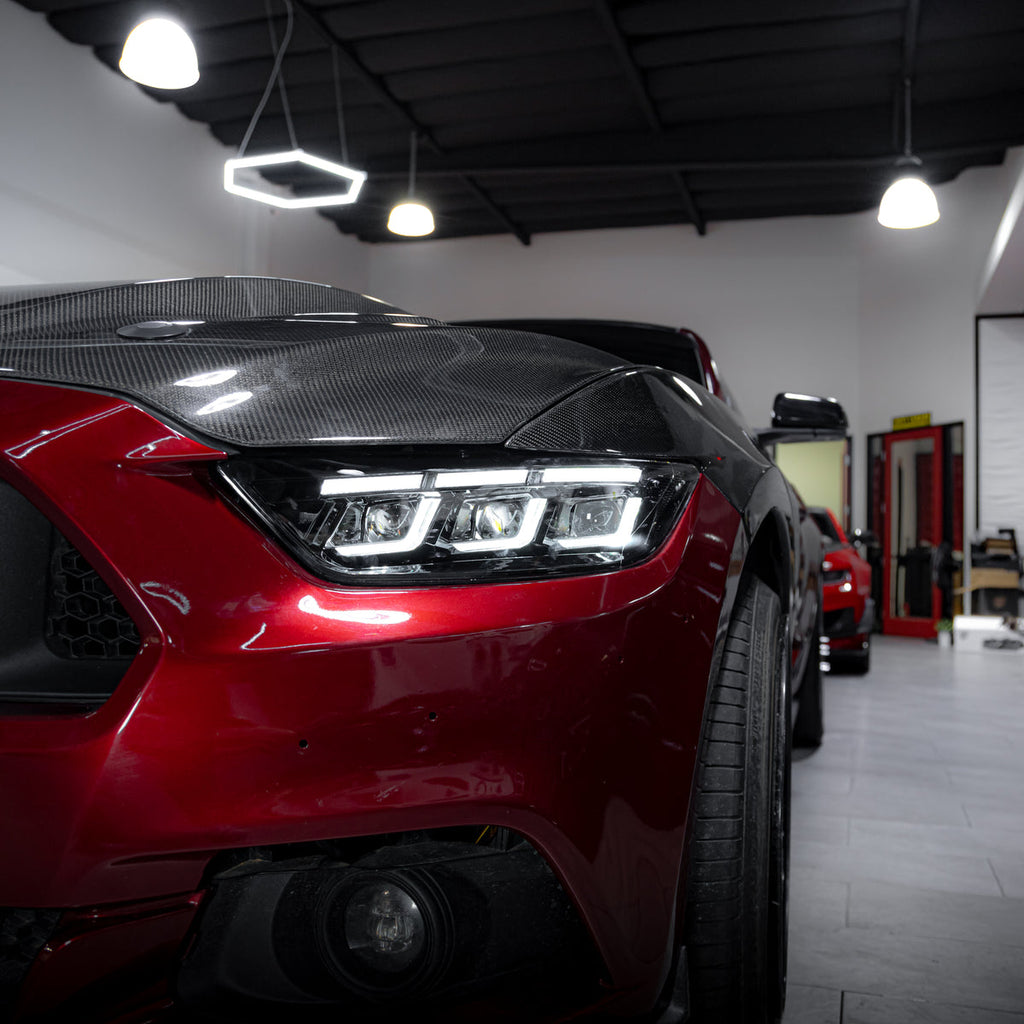 For 2015–2017 Ford Mustang LED Headlights – S650 Style Triple Beam Projector Lamps with DRL