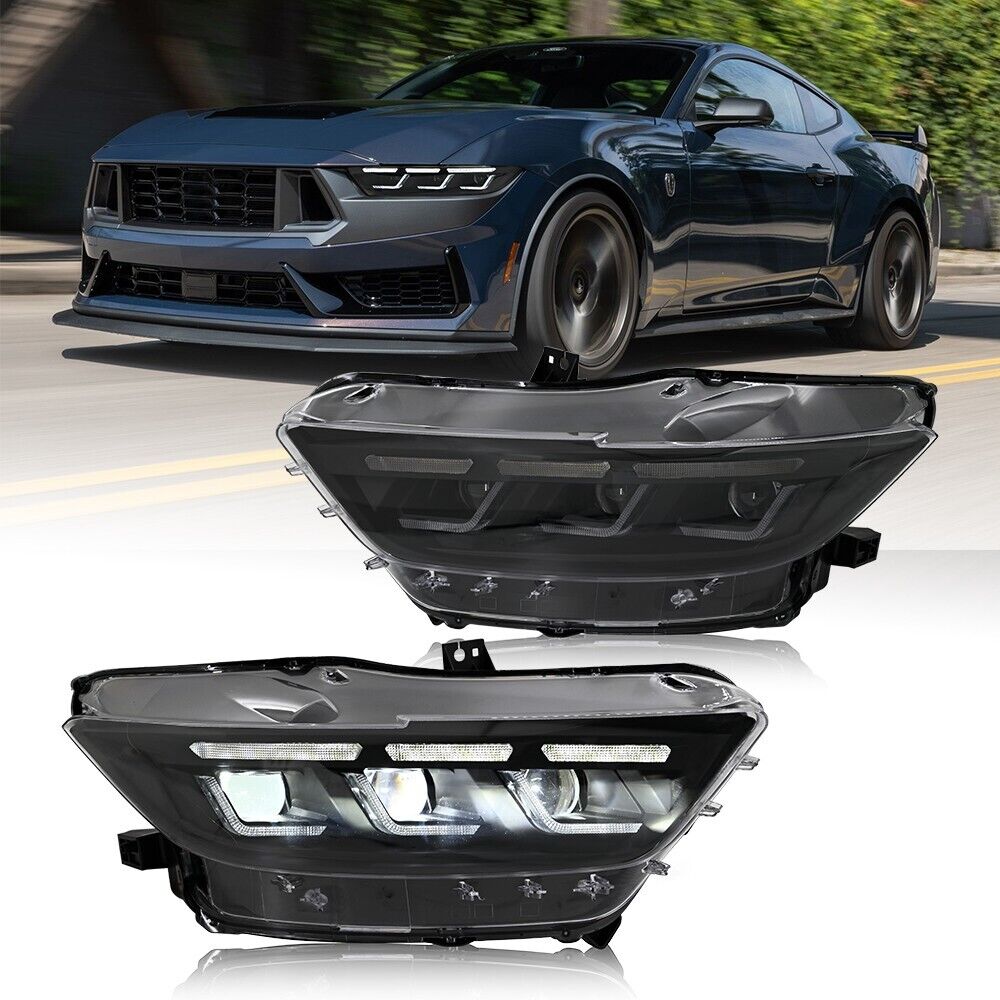 For 2015–2017 Ford Mustang LED Headlights – S650 Style Triple Beam Projector Lamps with DRL