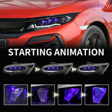 Load image into Gallery viewer, Diamond Lens Rotating LED headlights for Honda Civic 2016-2021 10th Gen Projector Front Lamp Assembly (Pair)
