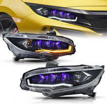Load image into Gallery viewer, Diamond Lens Rotating LED headlights for Honda Civic 2016-2021 10th Gen Projector Front Lamp Assembly (Pair)