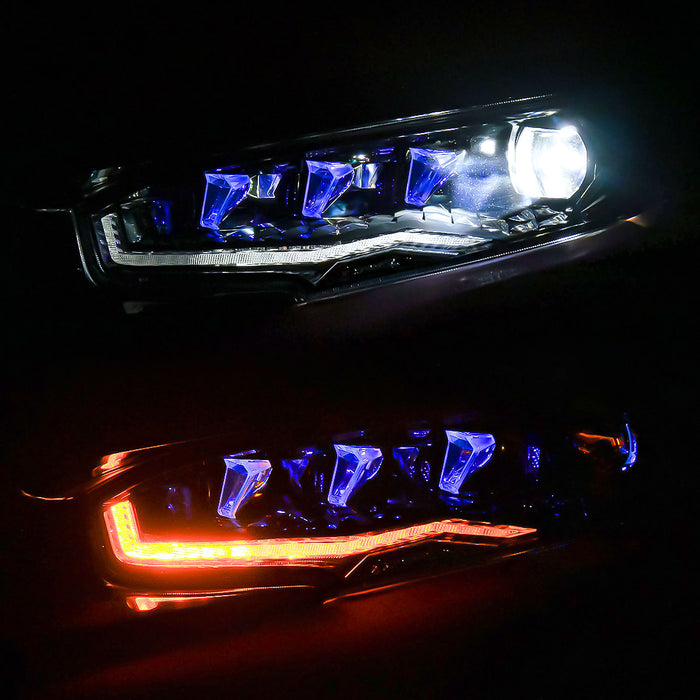 Diamond Lens Rotating LED headlights for Honda Civic 2016-2021 10th Gen Projector Front Lamp Assembly (Pair)