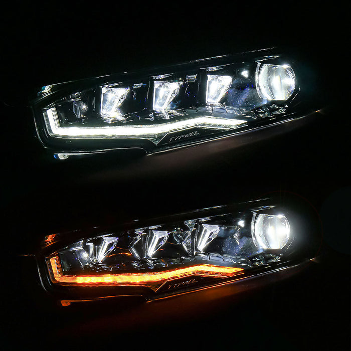 Diamond Lens Rotating LED headlights for Honda Civic 2016-2021 10th Gen Projector Front Lamp Assembly (Pair)