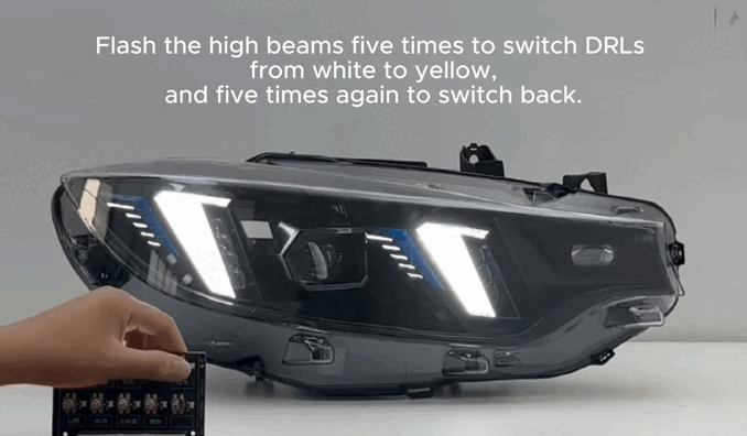 LED Headlights for BMW 4 Series F32 F82 F36 (2013-2020) – Snake Eyes Style, Projector Lens with Yellow DRL