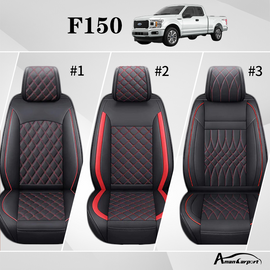 Custom For Ford F150 (2009-2025), F250, F350, F450(2017-2025) Leather Car Seat Covers Full Set