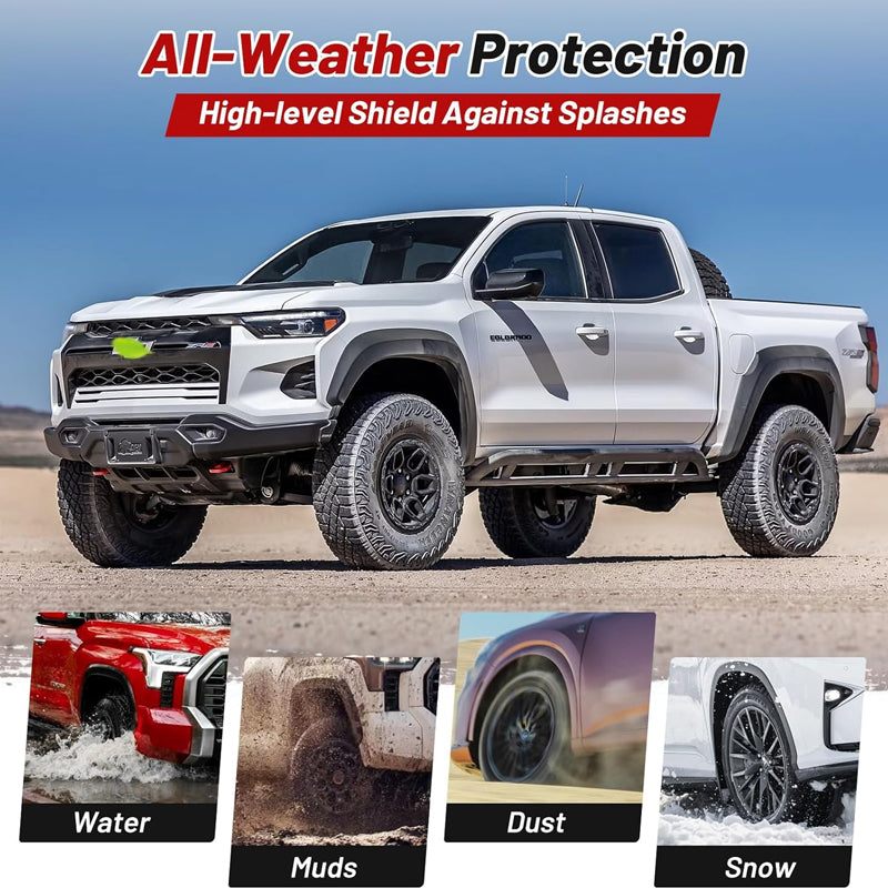 Amancarport® No‑Drill Mud Flaps for Chevrolet Colorado 2023–2026 Custom Fit All‑Weather Front & Rear Splash Guards (4PCS)