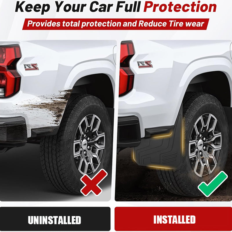 Amancarport® No‑Drill Mud Flaps for Chevrolet Colorado 2023–2026 Custom Fit All‑Weather Front & Rear Splash Guards (4PCS)