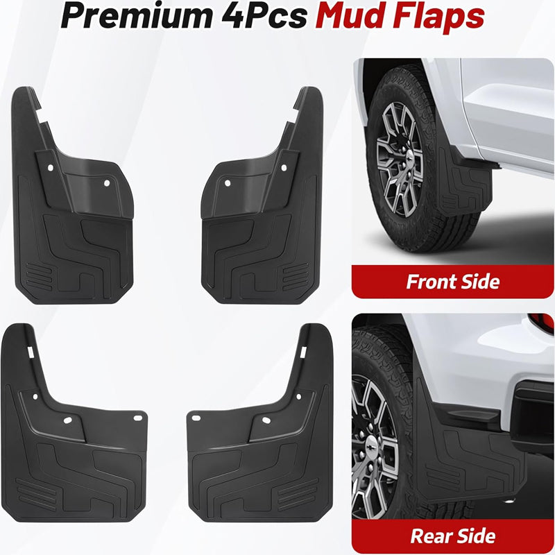 Amancarport® No‑Drill Mud Flaps for Chevrolet Colorado 2023–2026 Custom Fit All‑Weather Front & Rear Splash Guards (4PCS)