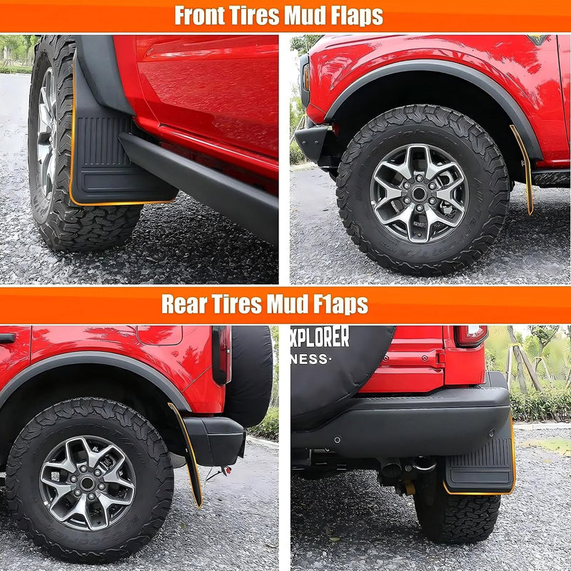 Amancarport® No-Drill Mud Flaps for Ford Bronco/Bronco Sport 2021-2025 Custom Fit All-Weather Splash Guards