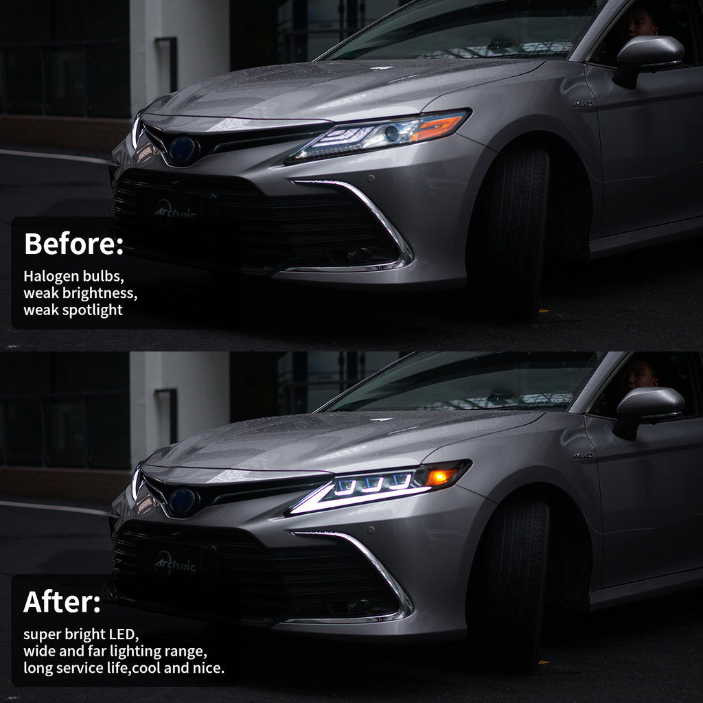 LED Headlights for Toyota Camry (2018–2023, 8th Gen) – Start-Up Animation & Projector Lens