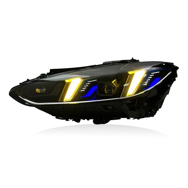 Snake Eyes Style Headlights for BMW 4 Series G22 G23 G26 G8x M3 M4 (2021 - Present) Assembly Upgrade, Amber DRL