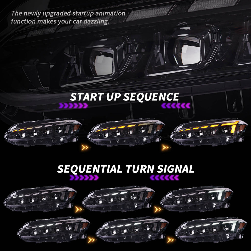 For 2022–2025 Honda Civic LED Headlights – 11th Gen Projector Front Lamp Assembly (Pair)