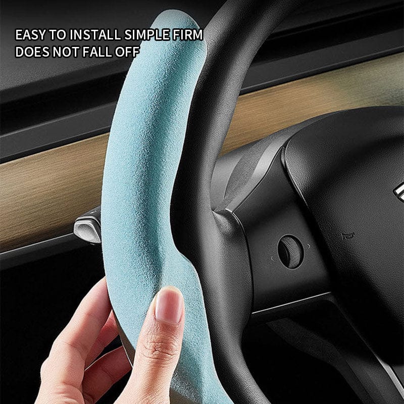 For Tesla Model 3/Highland Model Y/Juniper Suede Steering Wheel Cover (2 Pcs/Set)