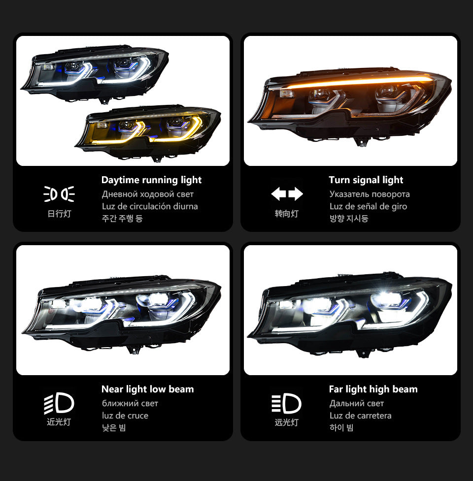 Laser Style Headlights for BMW 3 Series G20/G21 Pre-LCI 2019–2022 Assembly Upgrade, Amber DRL