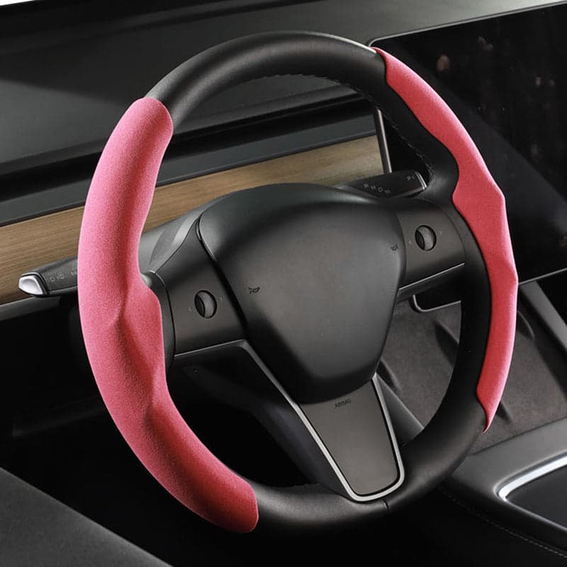 For Tesla Model 3/Highland Model Y/Juniper Suede Steering Wheel Cover (2 Pcs/Set)