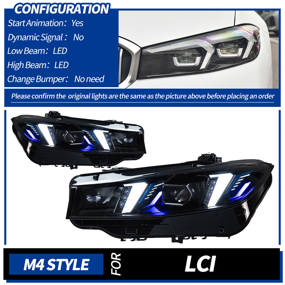 Snake Eyes Style Headlights for BMW 3 Series G20 G21 (2019 - Present) Assembly Upgrade, Amber DRL