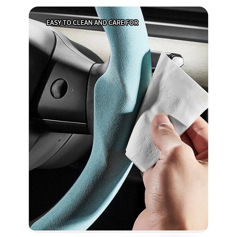 For Tesla Model 3/Highland Model Y/Juniper Suede Steering Wheel Cover (2 Pcs/Set)