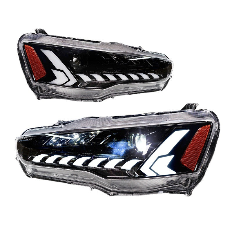 Mitsubishi Lancer EVO X 2008–2024 LED Headlights Assembly, RGB DRL, Sequential Turn Signals, Plug & Play