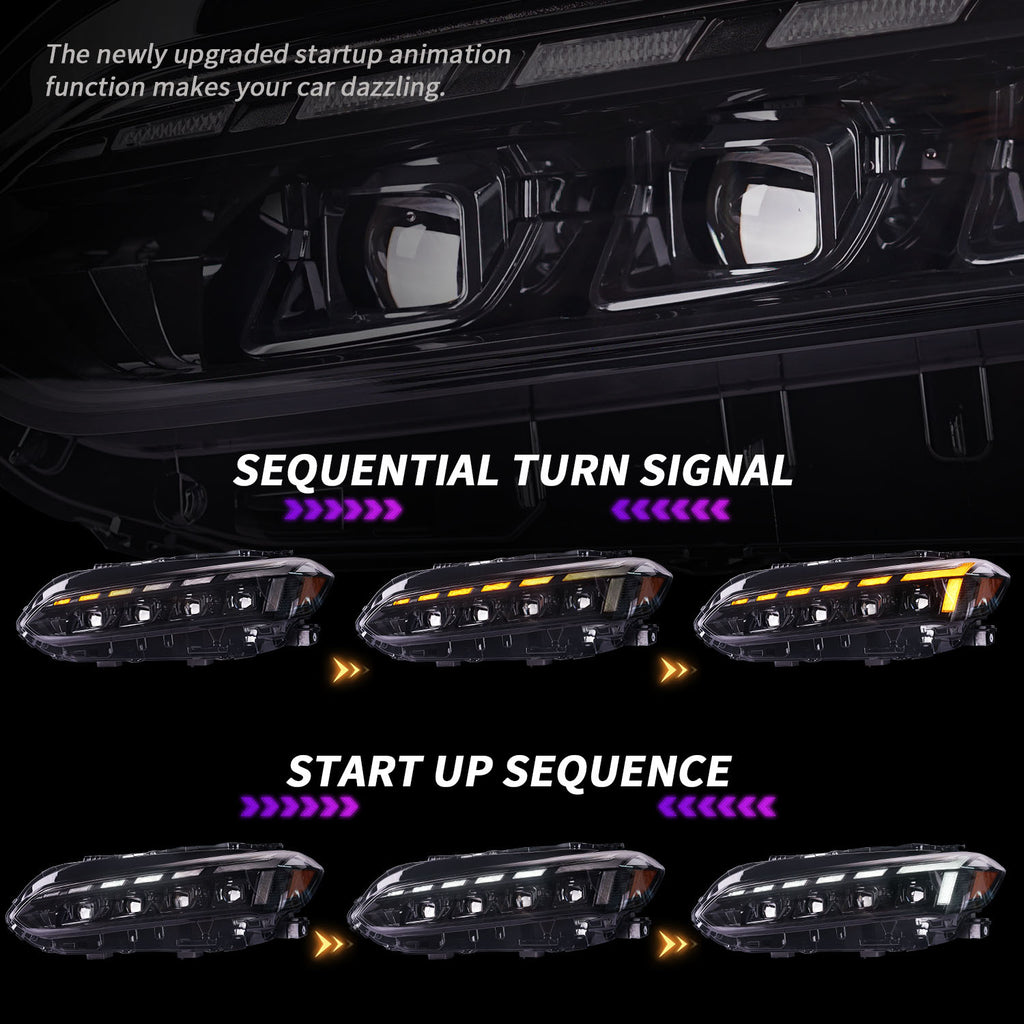 For 2022–2025 Honda Civic LED Headlights – 11th Gen Projector Front Lamp Assembly (Pair)
