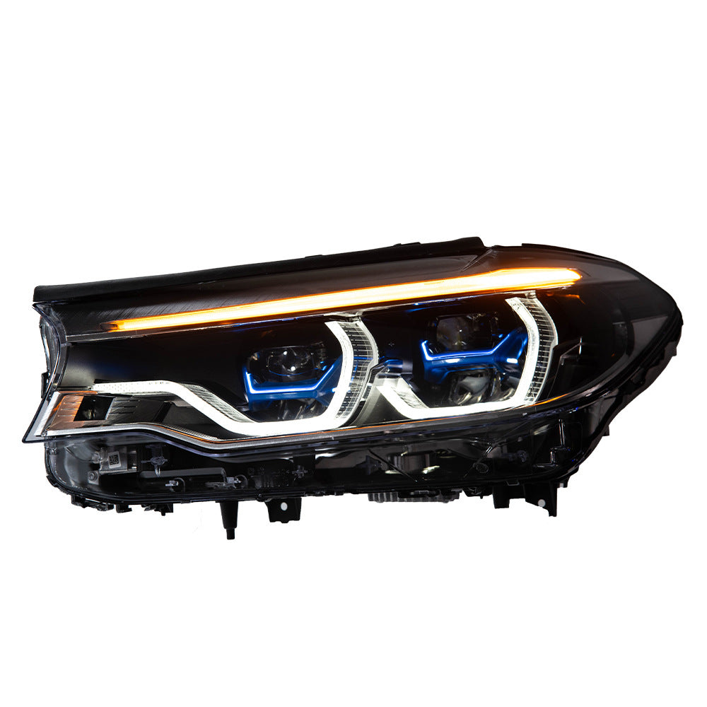 BMW 5 Series G30 LED Headlights (2018–2020) – Yellow & White DRL, Full Assembly