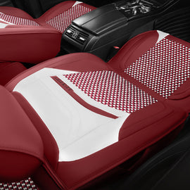 AmanCarport Universal 5-Seat Car Seat Covers – Faux Leather & Ice Silk Full Set, Breathable & Airbag Compatible