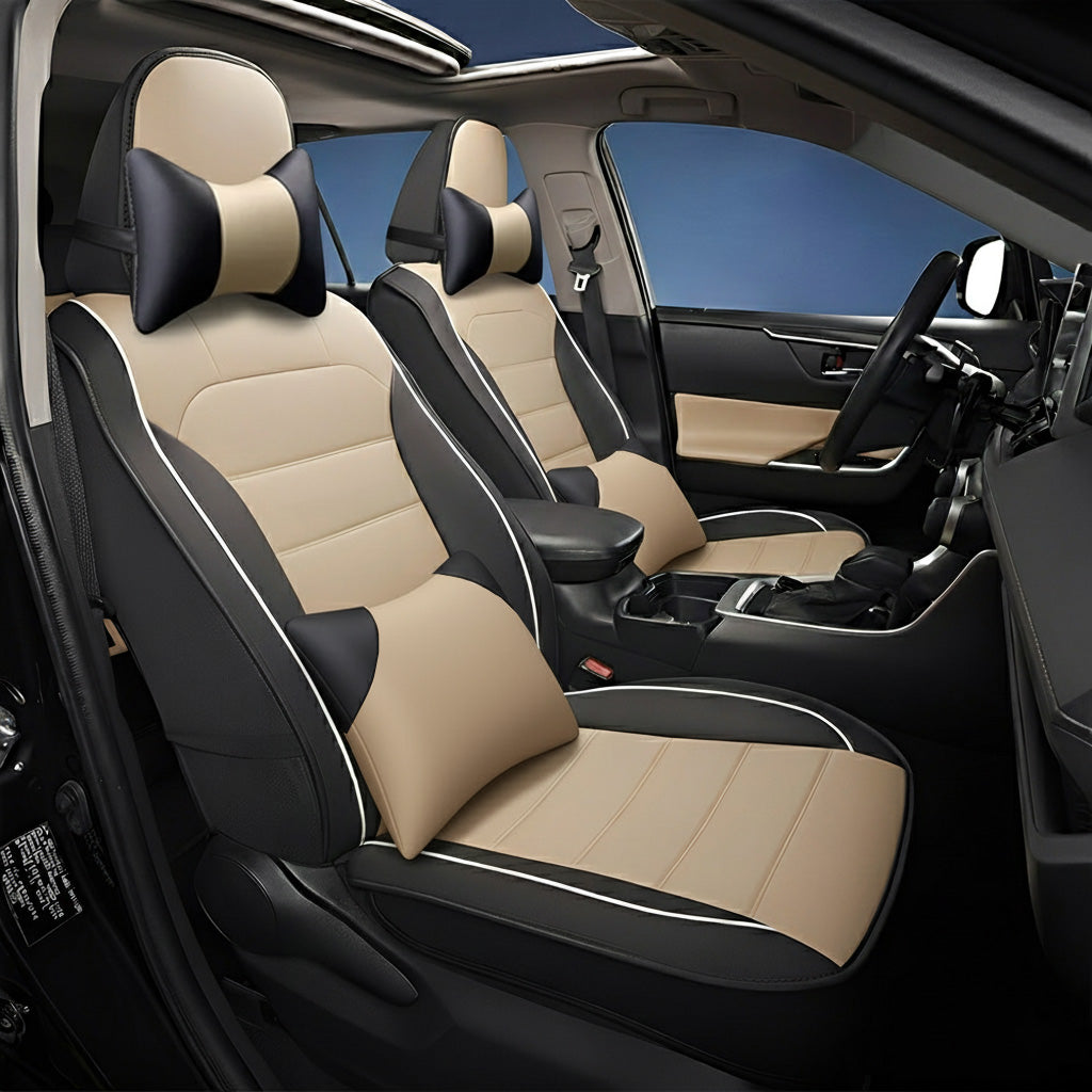 Amancarport® Universal Faux Leather Car Seat Covers – 5-Piece Waterproof Seat Protector for Most Vehicles