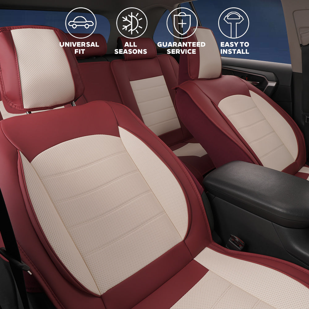 Amancarport® Luxury Universal Fit Car Seat Covers – Breathable Faux Leather Full Set for Cars & Trucks
