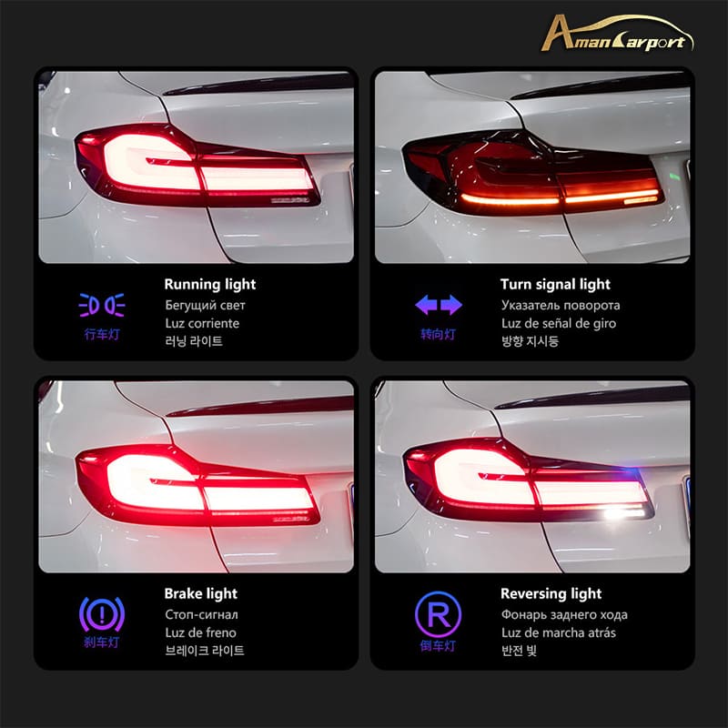 BMW 5 Series G30 & F90 M5 LCI Style Clear LED Tail Lights (2018–2020)