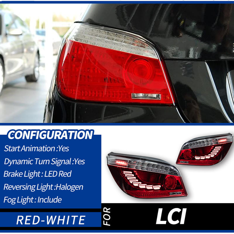 BMW 5 Series E60 LED Tail Lights Dragon Scale Style (2003–2010)