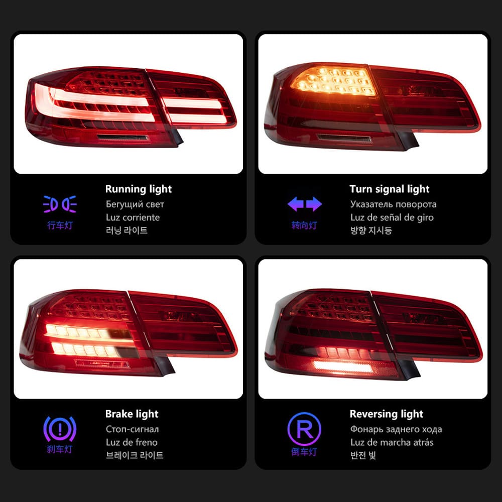 BMW 3 Series E92 M3 325i 330i Tail Lights with Sequential Turn Signals (2006–2012)