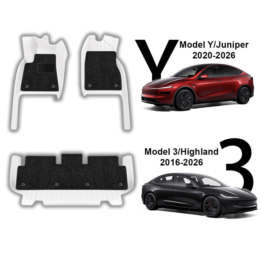 Tesla Model 3/Y/Highland/Juniper All-Weather Leather Floor Mats Interior Liners