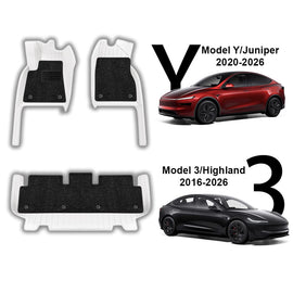 Tesla Model 3/Y/Highland/Juniper All-Weather Leather Floor Mats Interior Liners