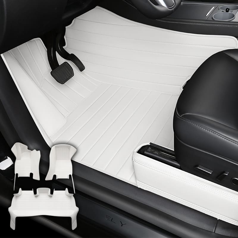 Special for Tesla Model 3 and Model Y Leather Floor Mat Fully Surrounded By All-Weather Floor Mat