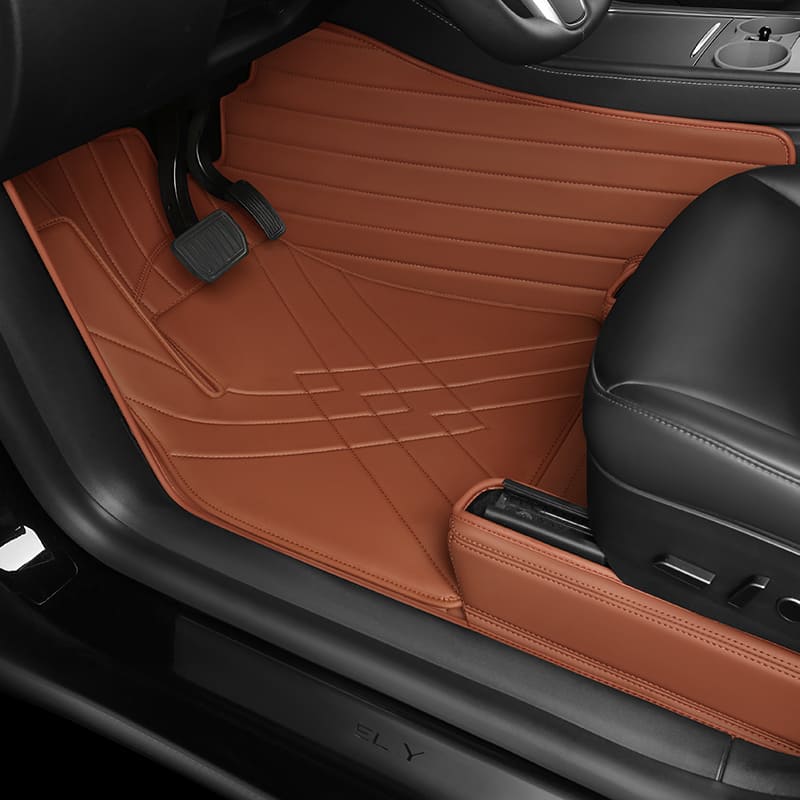Special for Tesla Model 3 and Model Y Leather Floor Mat Fully Surrounded By All-Weather Floor Mat