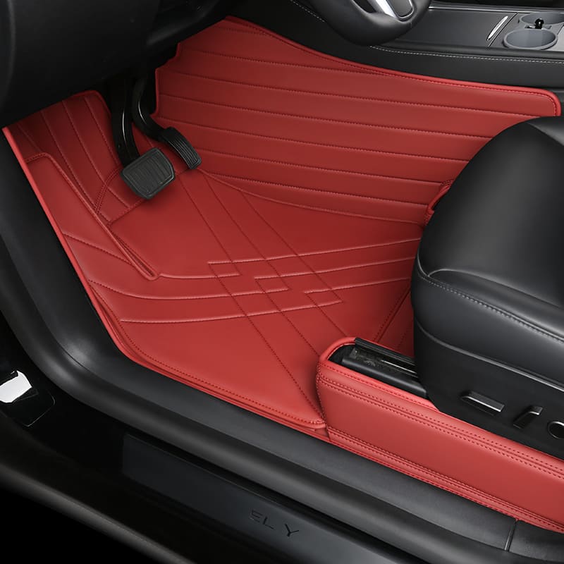 Special for Tesla Model 3 and Model Y Leather Floor Mat Fully Surrounded By All-Weather Floor Mat