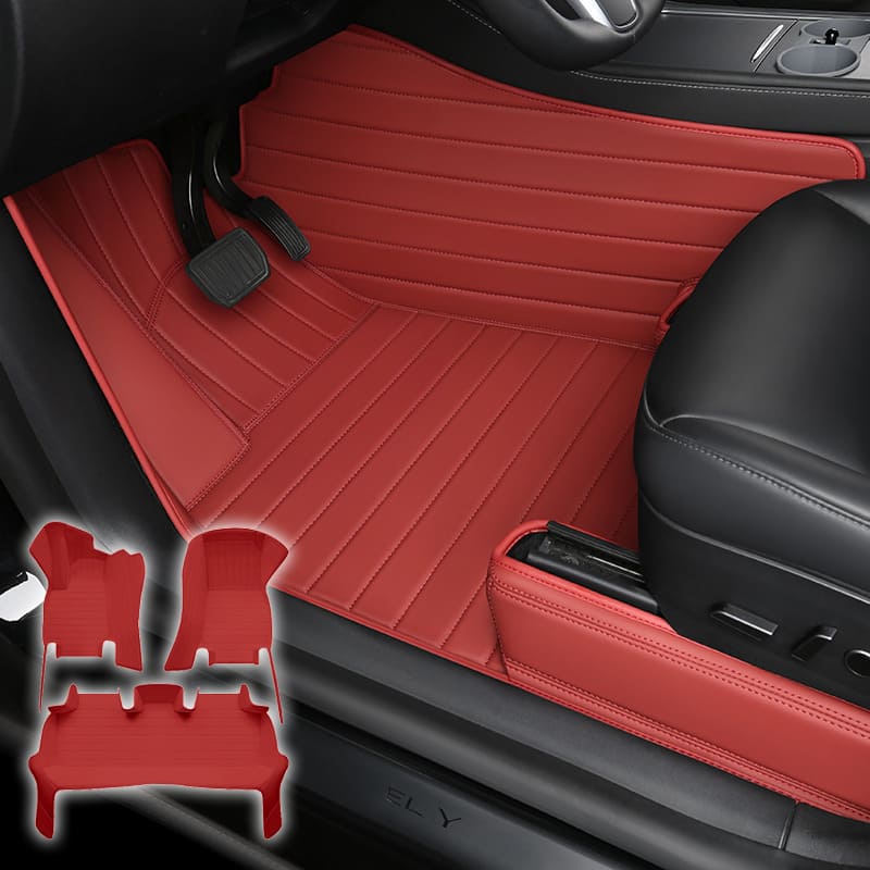 Special for Tesla Model 3 and Model Y Leather Floor Mat Fully Surrounded By All-Weather Floor Mat