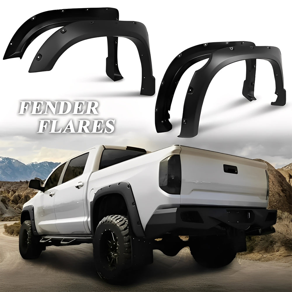 Fender Flares 4PCS Front & Rear Wheel Arch for 2007–2026 Toyota Tundra – Pocket-Riveted Matte Black