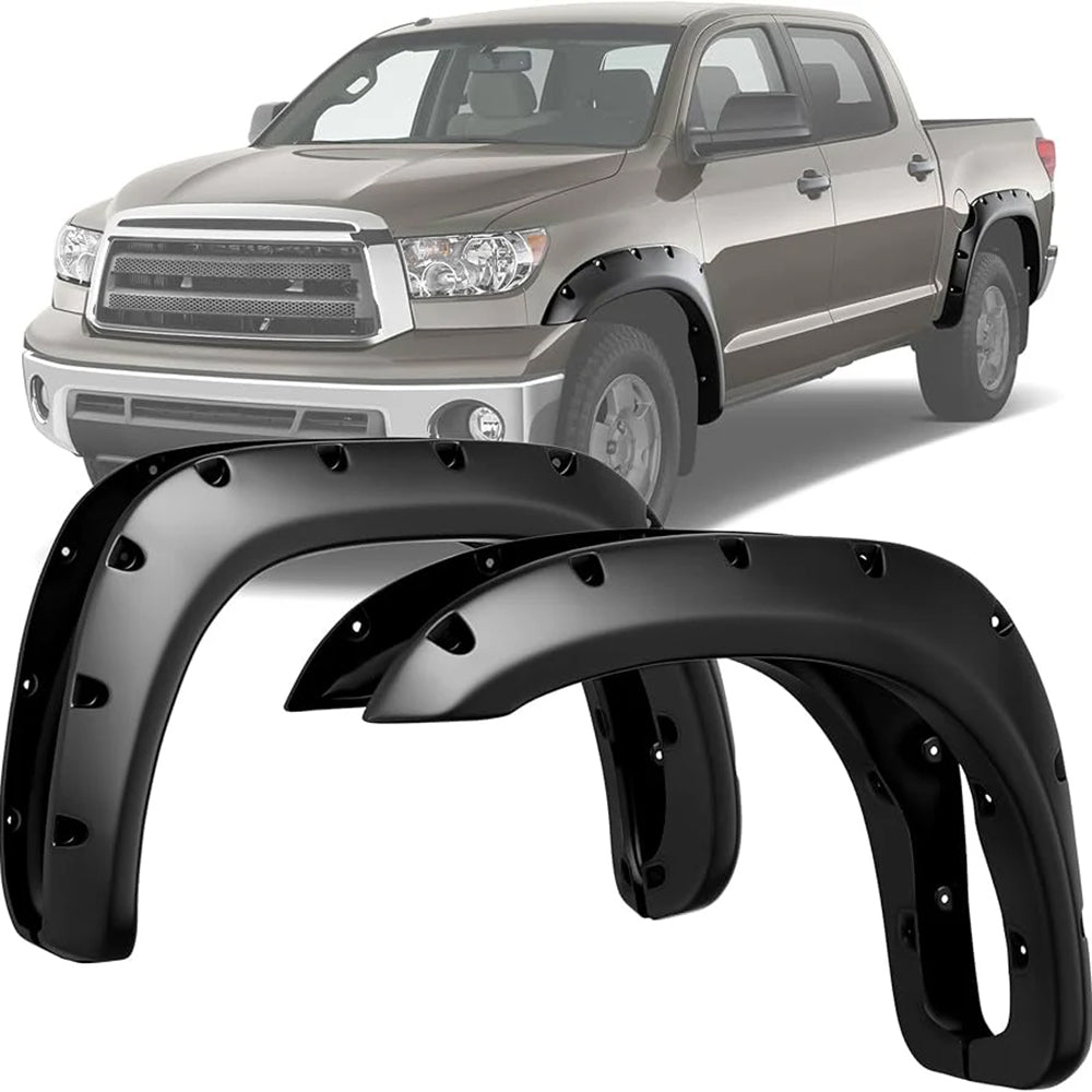 Fender Flares 4PCS Front & Rear Wheel Arch for 2007–2026 Toyota Tundra – Pocket-Riveted Matte Black