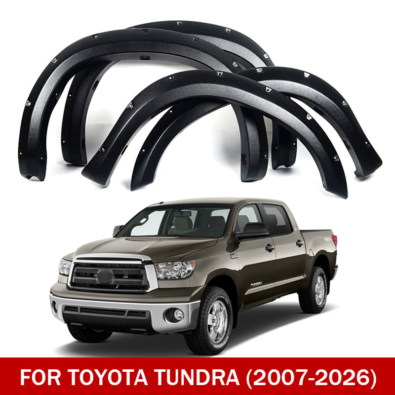 Fender Flares 4PCS Front & Rear Wheel Arch for 2007–2026 Toyota Tundra – Pocket-Riveted Matte Black