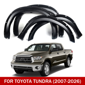 Fender Flares 4PCS Front & Rear Wheel Arch for 2007–2026 Toyota Tundra – Pocket-Riveted Matte Black