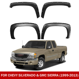 Front & Rear Fender Flares Kit for 1999–2013 Chevy Silverado & GMC Sierra 1500/2500HD/3500HD