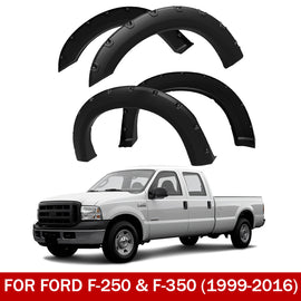 Fender Flares for 1999–2016 Ford F-250 & F-350 Super Duty – Rough Textured Bolt-Riveted Style (4-Piece)