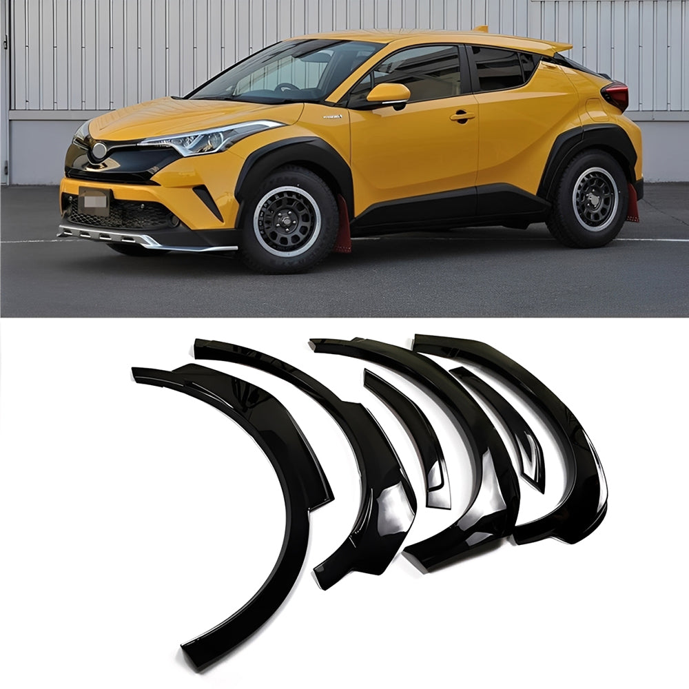 Front & Rear Fender Flares Kit for 2017–2023 Toyota C-HR – 6-Piece Glossy Black