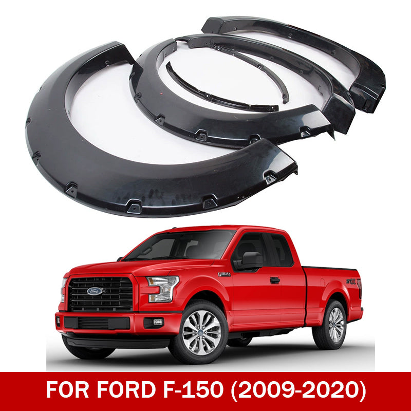 Rough Textured Bolt-Riveted Fender Flares for 2009–2020 Ford F-150 – 4-Piece Set