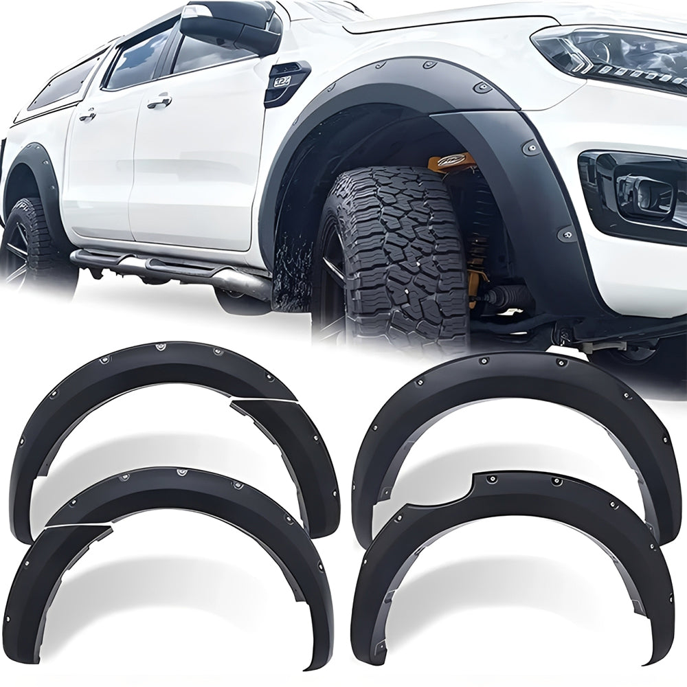 Matte Black LED Fender Flares for 2015–2025 Ford Ranger T7/T8/T9 – Front & Rear Wheel Arch Kit