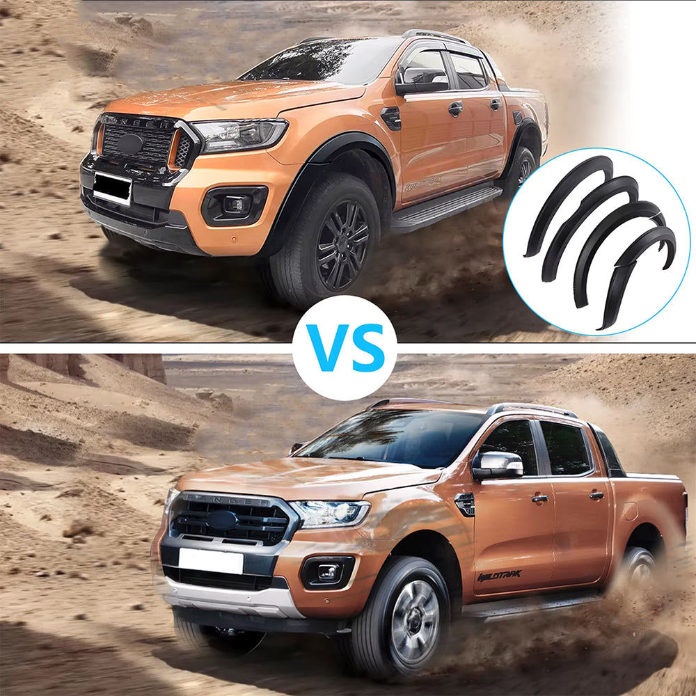 Matte Black LED Fender Flares for 2015–2025 Ford Ranger T7/T8/T9 – Front & Rear Wheel Arch Kit