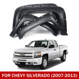 Front & Rear Fender Flares Kit for 2007–2013 Chevy Silverado 1500 Long Bed – Textured Finish (Not for GMC Sierra)