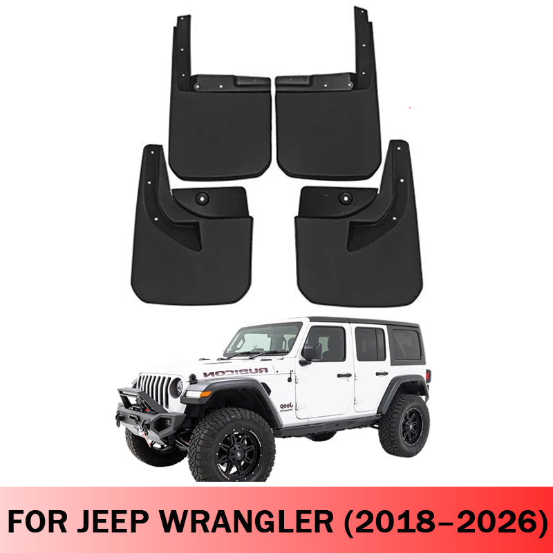 Amancarport® No-Drill Mud Flaps for Jeep Wrangler JL 2018–2026 Custom Fit All-Weather Front & Rear Splash Guards (4PCS)