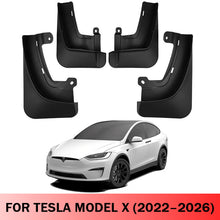 Load image into Gallery viewer, Mud Flaps for Tesla Model X 2022–2026 No-Drill Custom Fit Front &amp; Rear Splash Guards (4PCS)